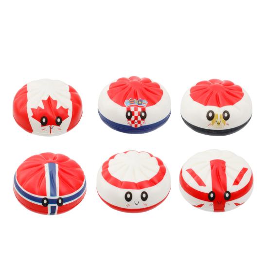 1/6Pcs Cartoon Dumpling Stress Relief Toy Anti-anxiety Flag Pattern Steamed Bun Squeeze Fidget Toy Hand Relaxation Decompression Gadget