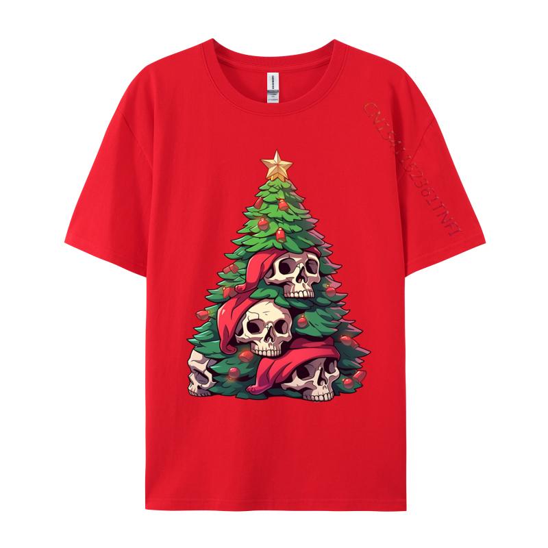 Matching Family Christmas Tree Skeleton Skulls Santa Hat TShirts Cotton Unisex TShirts Printed Autumn TShirt
