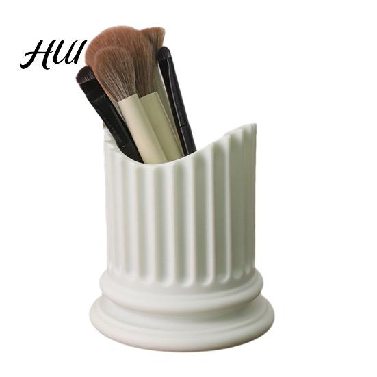 Desk Accessories Holder Vintage Pen Dried Flowers Vase Resin Makeup Brush School Home Supplies Desktop Stationery Organizer for Office Accessory