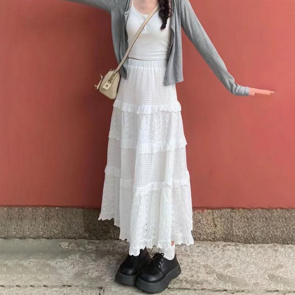 

Летняя и осенняя женская юбка с высокой талией и цветком на крючках