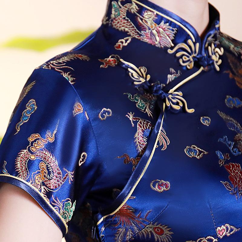 Damen Satinhemd Plus Bluse Chinesischer Stil Tang Kleidung Satinhemd Oberteile Knopfleiste Qipao Damen Hochzeitskleidung