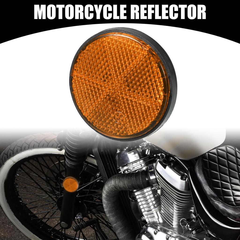 Partuto Set of 6 2.20"x0.31" Universal Reflectors - Round Orange Motorcycle Safety Reflectors for