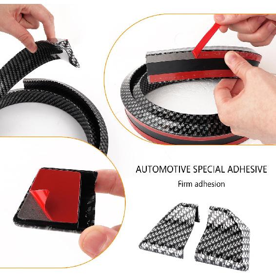 Spoilers For Cars,4.9 Ft Reflective Carbon Fiber Spoiler Rear Spoiler Wing For Car Decorations,Universal Punch-Free Rubber Trunk Spoiler Trim Strip