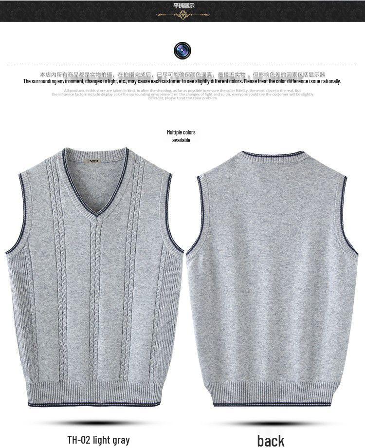 Men's Woodpecker Cashmere V-Neck Wool Vest - Solid Color, Sleeveless, Knit Sweater for Spring & Autumn