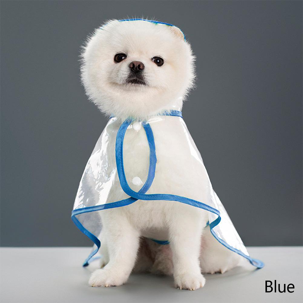 

Плащ для домашних собак, водонепроницаемая одежда для домашних животных, дождевик с капюшоном для маленьких и средних собак, прозрачный пластиковый дождевик для щенков, дождевик L синий