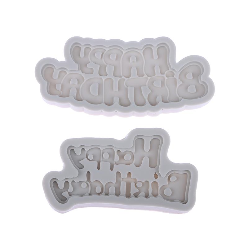 1Pc Silicone 3D Happy Birthday Mold DIY Ice Jelly Chocolate Mould English Letter Mold Bake Birthday Cake Decor Tool Mould