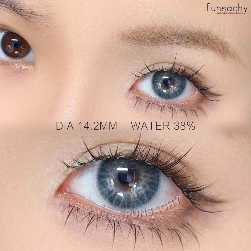 

FUNSACHY 2 шт. Натуральные контактные линзы для глаз серые коричневые для глаз красивый цвет зрачка линзы для миопии мягкие удобные косметические