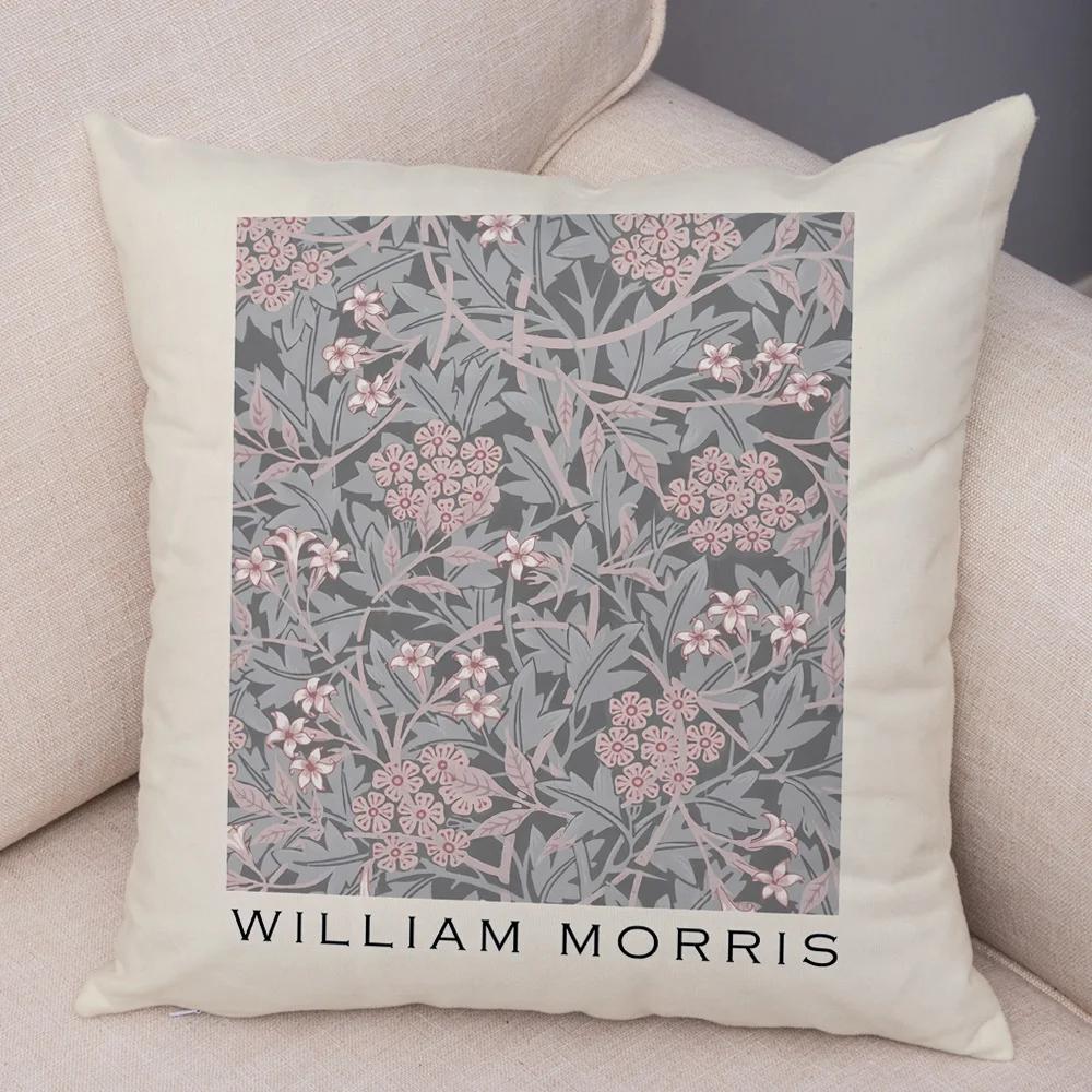 William Morriso Casual Pillowcase Double Print Decor Vintage Flower Boh Pillow Case for Sofa Car Home Plush Nordic Cushion Cover