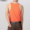 INCERUN Men Round Neck Sleeveless Print Patchwork Rib Sport Summer Tank Tops