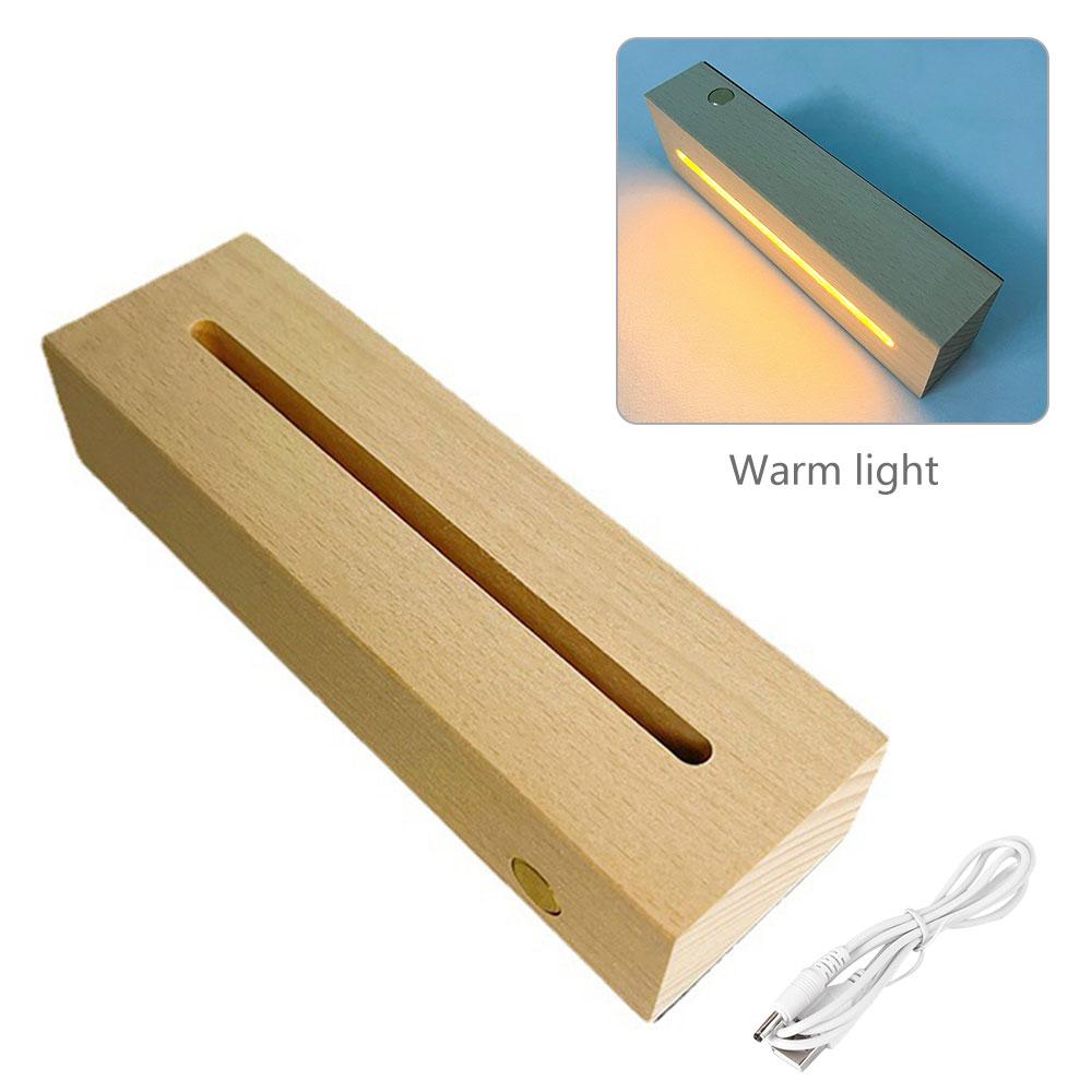 Wooden LED Light Dispaly Base Crystal Glass Resin Art Ornament Wooden Night Lamp Base LED Light Display Base Home Decor