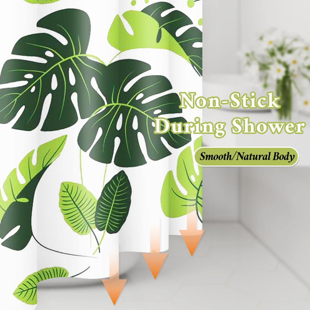 1Pc Monstera Leaf Popular Shower Curtain Waterproof Peva Botanical Bathroom Decor