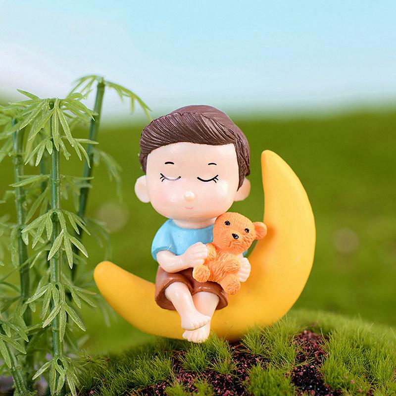 Moon Couple Miniature Figurine Fairy Garden Dollhouse Decor Micro Landscape