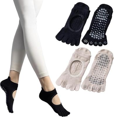 AHTZI Yoga and Pilates Grip Long Moderate Perfect for and Hot and Ecru X Cheek Pink Women's Socks, Antibacterial, Odor-Resistant, Non-Slip, Socks,