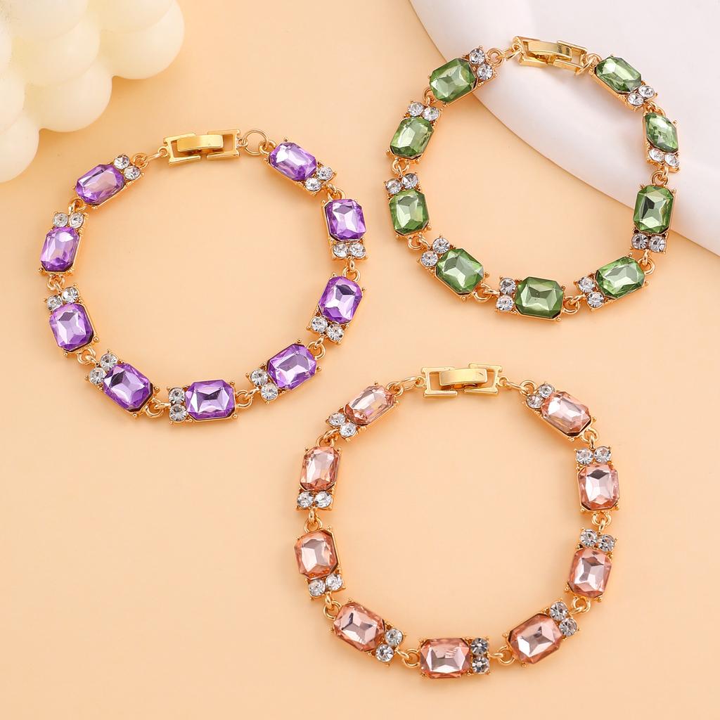 Summer accessories simple crystal colored zircon bracelet does not fade women's jewelry geometric multi-color bracelet wholesale