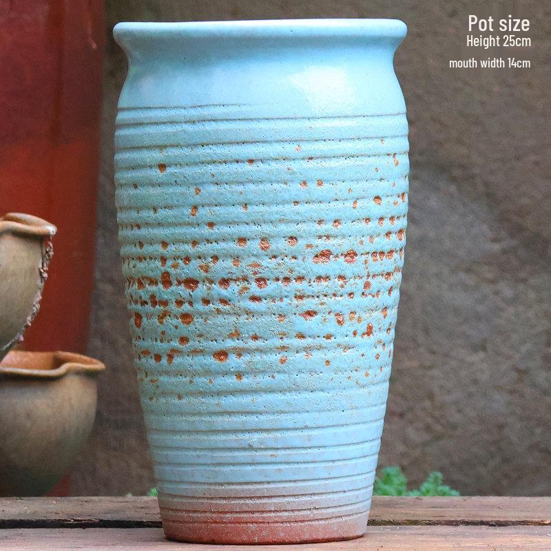 Handmade Coarse Ceramic Succulent Planter, Orchid Breathable Zisha Pot, Old Tree Design, Tall Rose Pot.