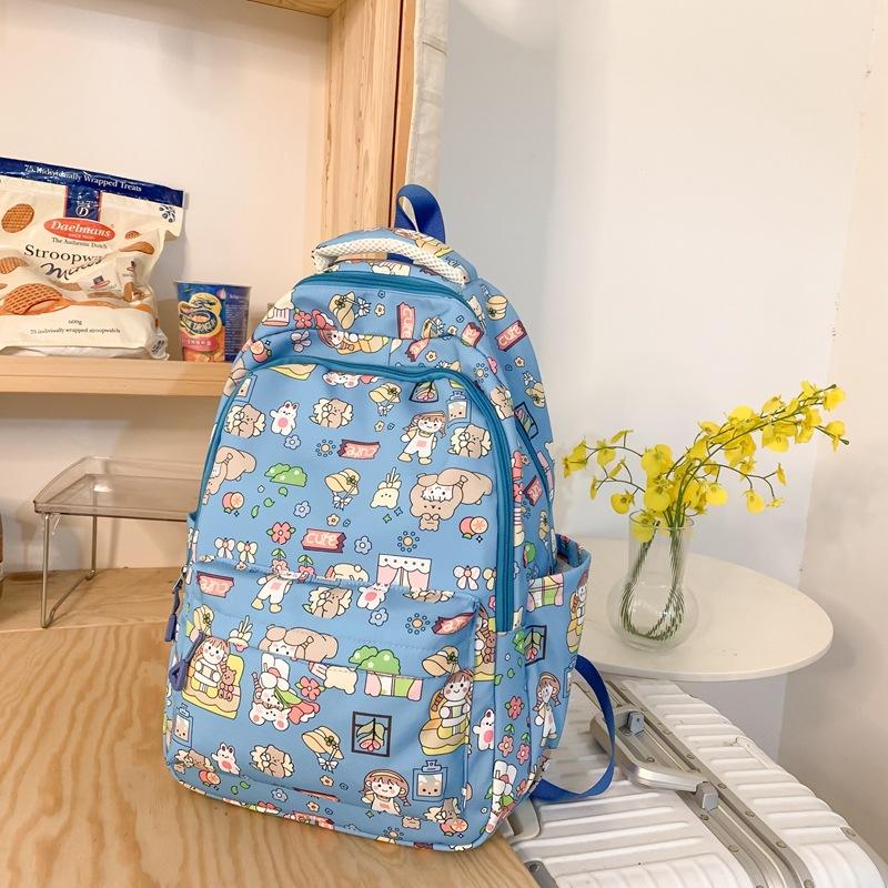 Cartoon Printed Backpack Women's New Junior High School High School Student College Student Schoolbag Cute Girl Backpack