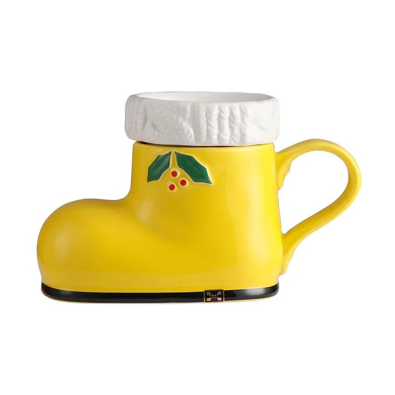 

Creative Boot Shape Ceramic Mug Christmas Gifts Coffee Cup Oatmeal Breakfast Cup Couple Water Cups Milk Mugs Milk Tea Cups 450ml жёлтый