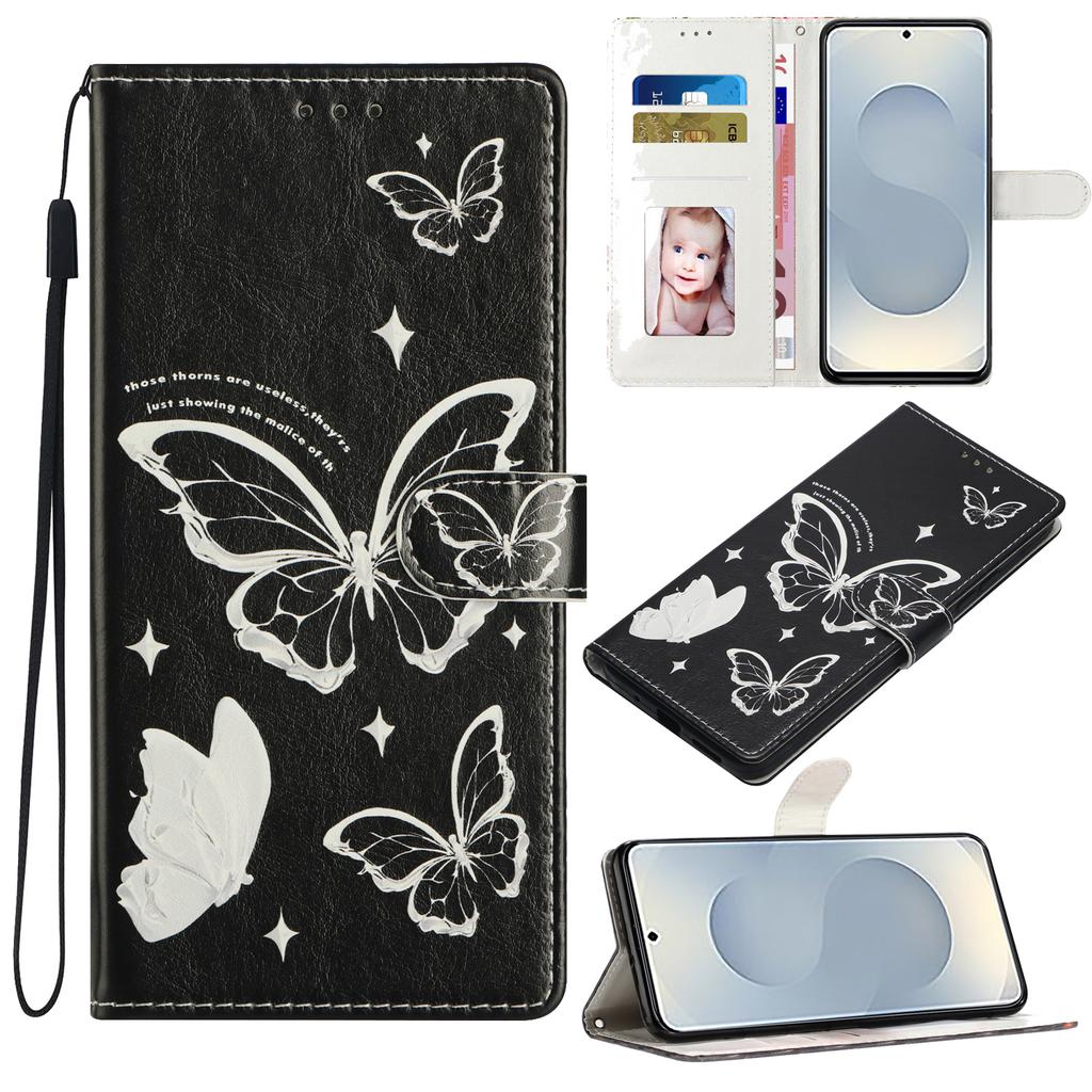 Elegante Handyhülle aus PU-Leder im Brieftaschenstil mit Schmetterlingsdesign für iPhone, Samsung, Xiaomi Redmi, Moto, Blackview, Oppo, Huawei, Honor, Google, ZTE, Ulefone, TCL