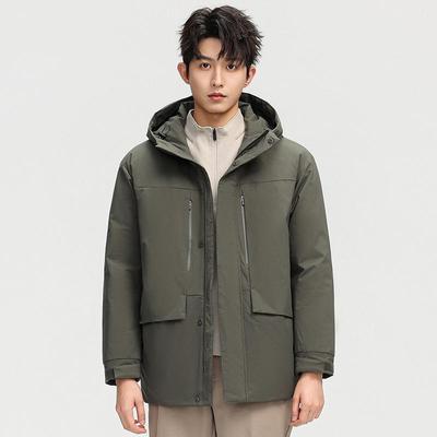 Men's Hooded Fleece Down Jacket for Business, Casual Outdoor & Sports Climbing