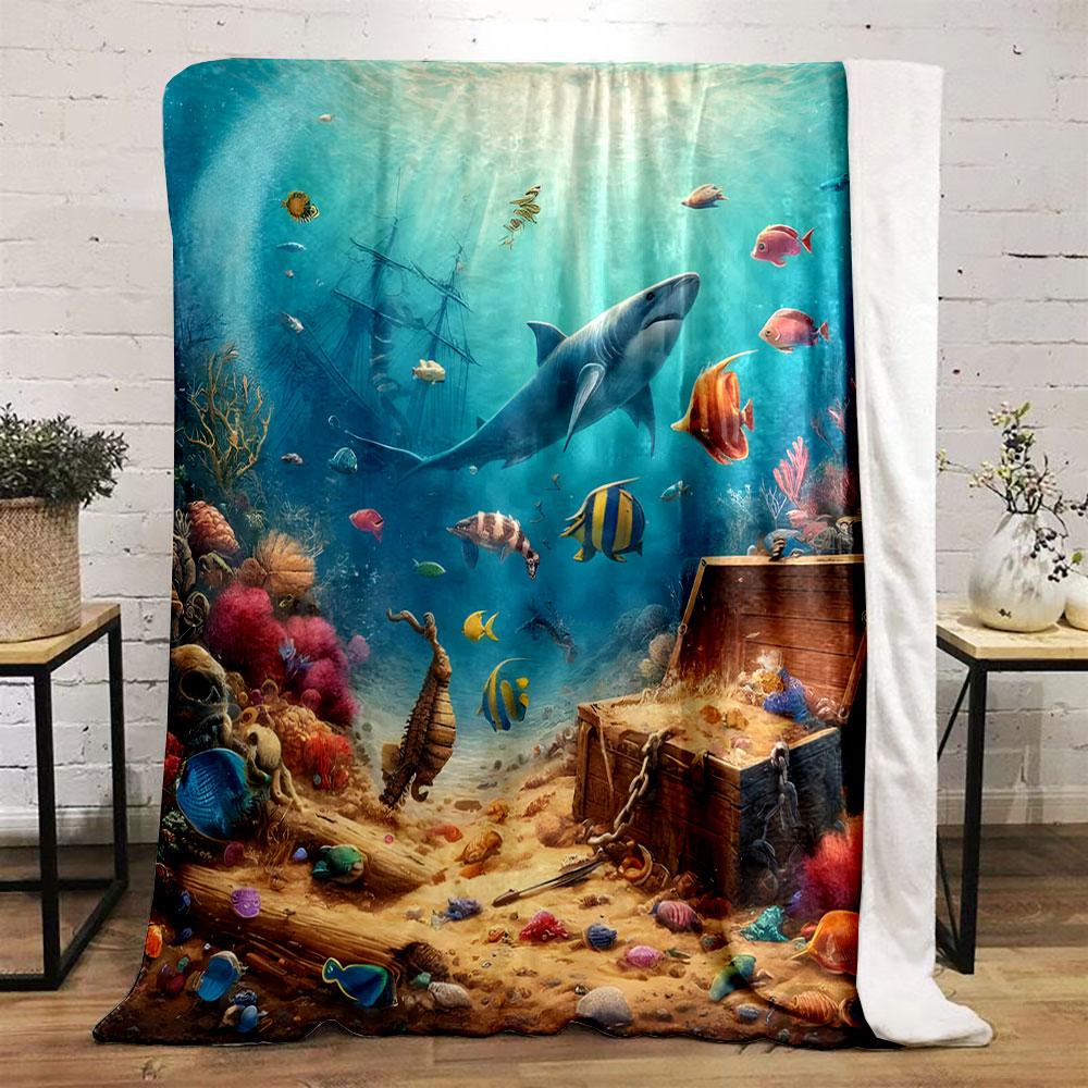 Underwater Treasure Adventure print blanket soft and cozy perfect for the living room bed sofa or a nap,gift