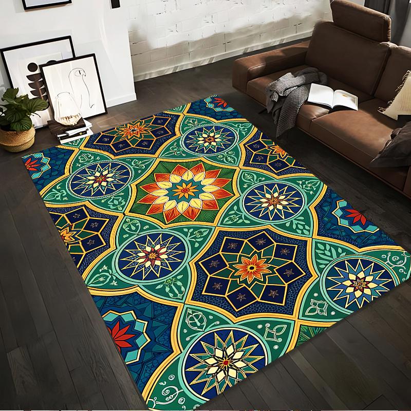

Multicolor Geometric Print Carpet with Floral and Star Patterns Suitable for use as an anti-slip for living room bedroom sofas 40x60cm( 15x23in )