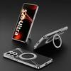 Samsung S26Ultra Built-in Magnetic Wireless Ring Mobile Phone Case Rotating Bracket Ring Z-shaped Electroplated Leather Case