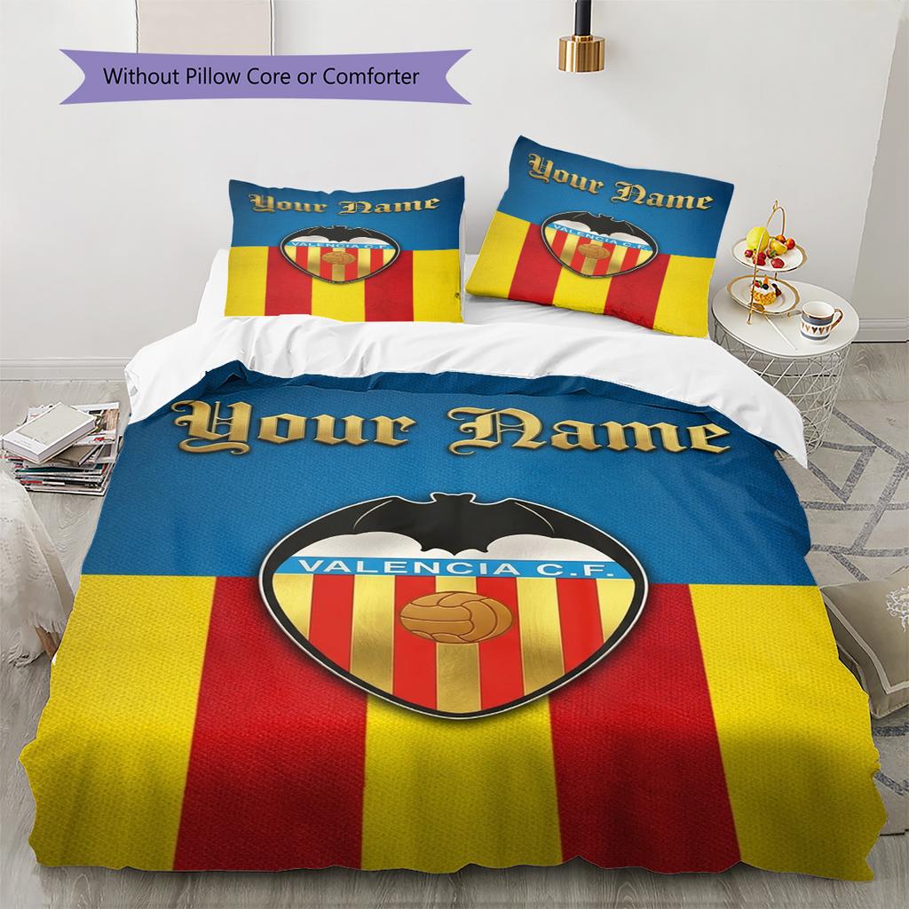 Name Custom Valencia CF Pattern Bedding Set Quilt Cover Pillowcase Home Decor Gift (1 * Duvet Cover + 2 * Pillowcase, Without Core)