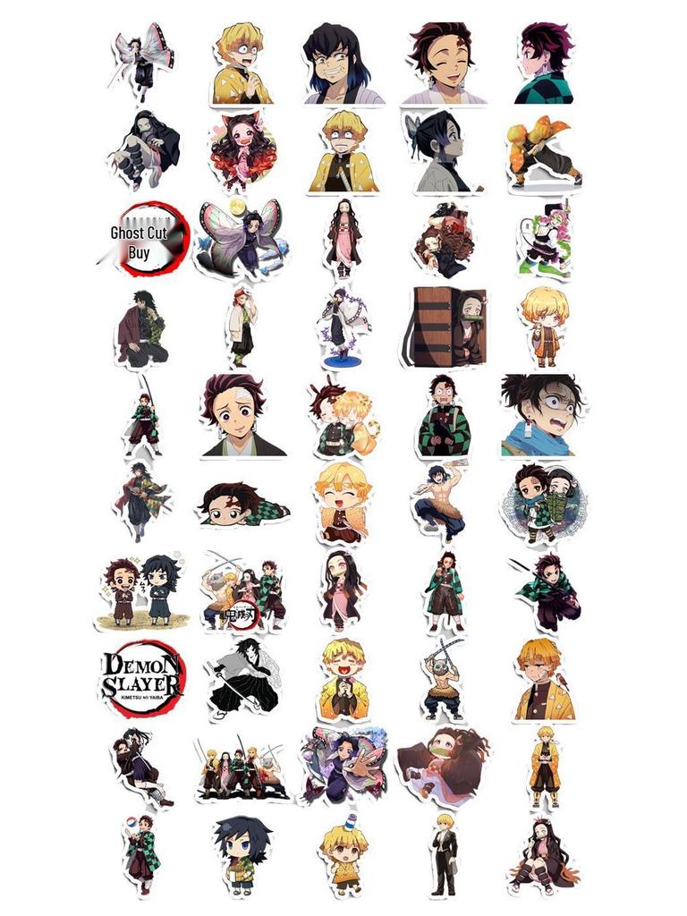 Demon Slayer Stickers: 50-Sheet Self-Adhesive Set for Scrapbooks, Phones, Tablets