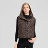 Mode Leopardenmuster Kurze Weste Stehkragen Warm Ärmellose Jacke Damen Oberbekleidung Herbst Winter