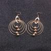 New Multi-layers Circles Hanging Earrings Exaggerated Gold Metal Pendants Women's Hook Earrings Punk Jewelry