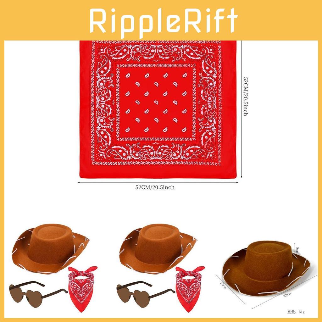 Solid Color Kids Western Cowboy Hat Glasses Bandana Accessories Holiday Party