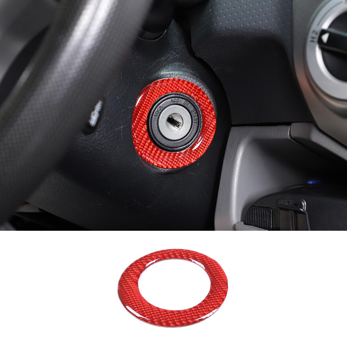 Red Carbon Fiber Interior Ignition Key Ring Trim For Toyota Tacoma 2011-15