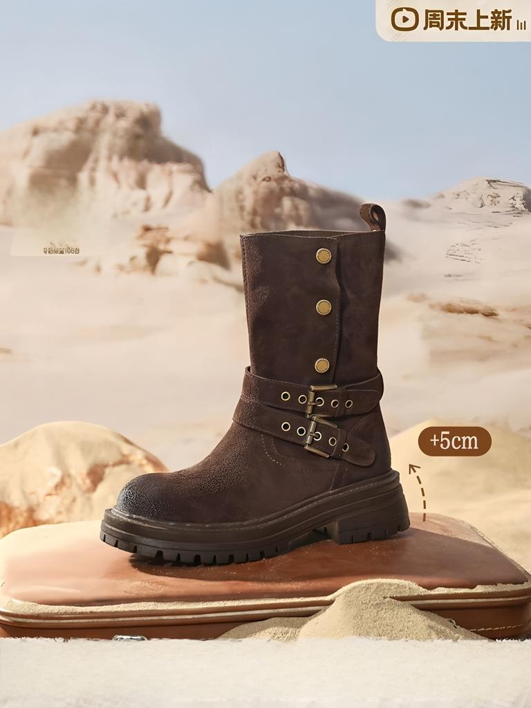 Martin boots women's matte lapel two wear belt buckle versatile western cowboy boots locomotive boots rhubarb boots platform women's shoes