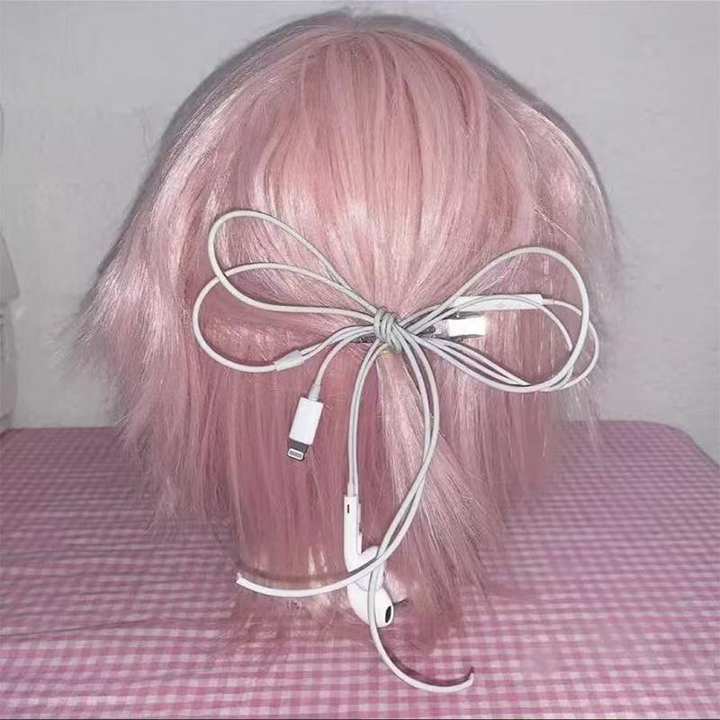 Headphone Wire Bow Hair Clip Korean Fashion Harajuku Cute Upcycled Aesthetic Hair Accessories Girls Hair Pin Hair Accessories