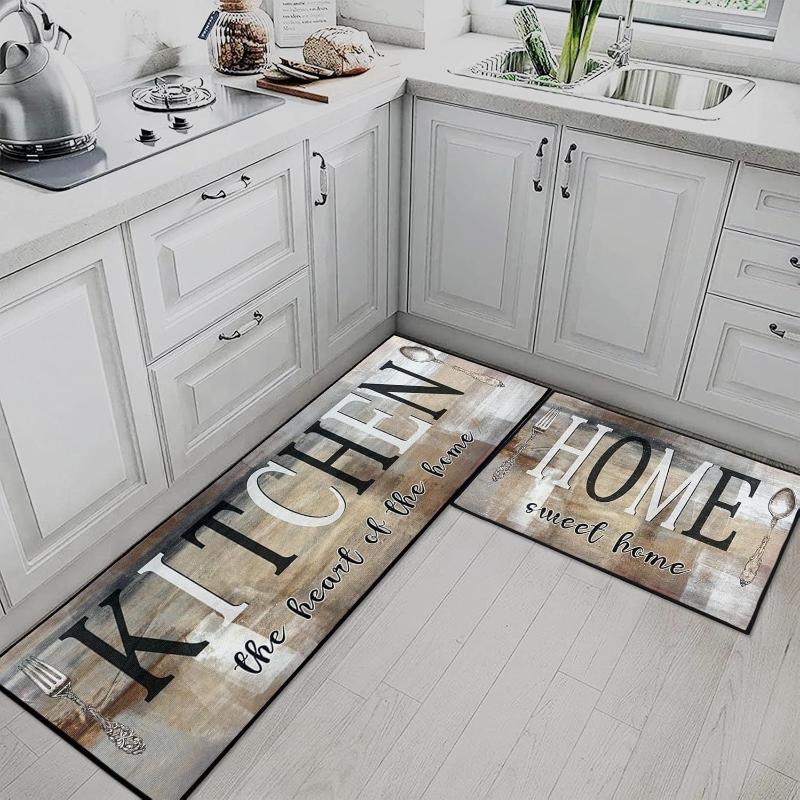 Kitchen Carpet Comfort Blue-green Mat Vintage Farmhouse Design Style Long Rug for Kitchen Home Decoration Alfombra De Cocina