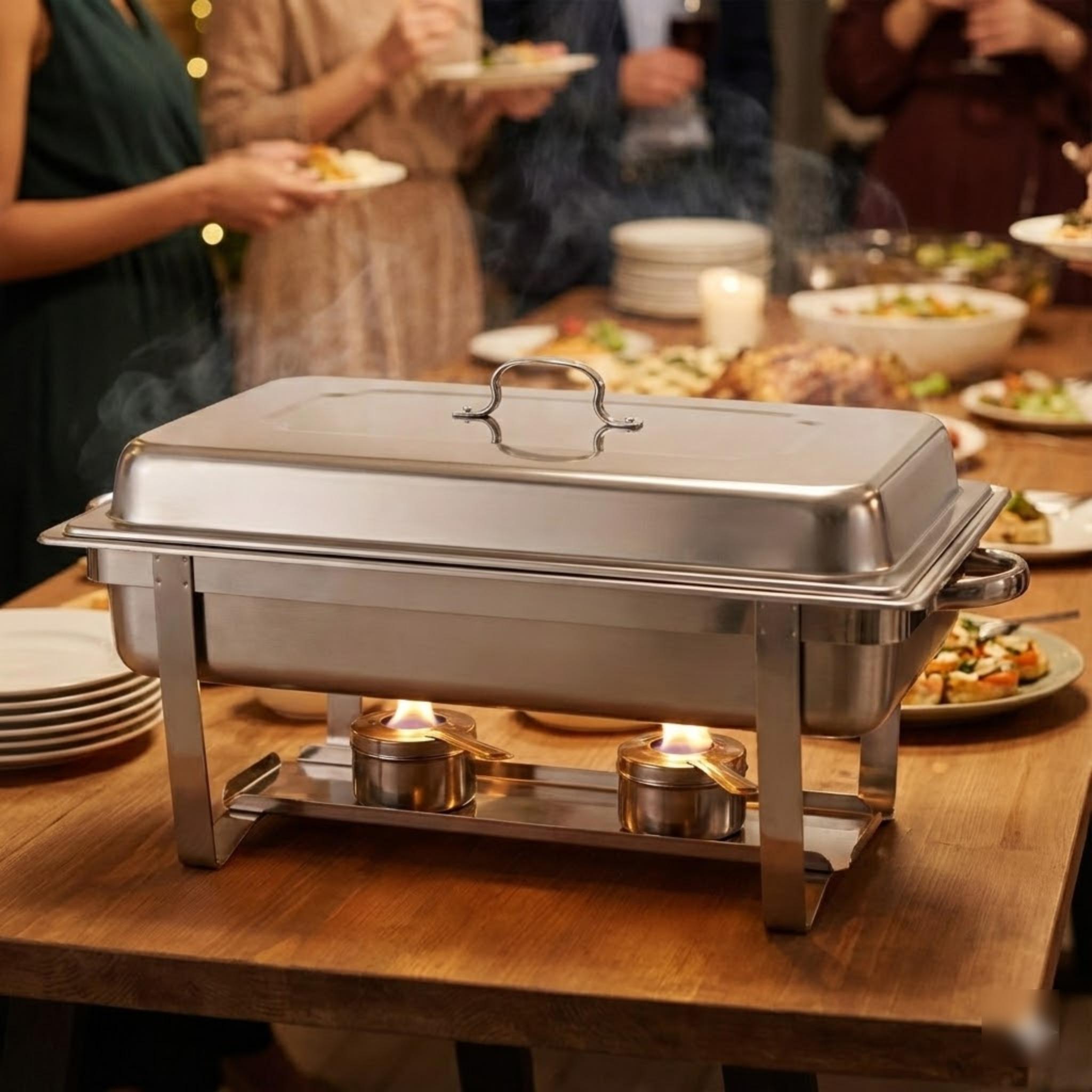 

3 Pan Food Warmer for Catering Buffet Stainless Steel Chafing Dish Set with Lid Fuel Holders Keeps Food Hot for Parties United States