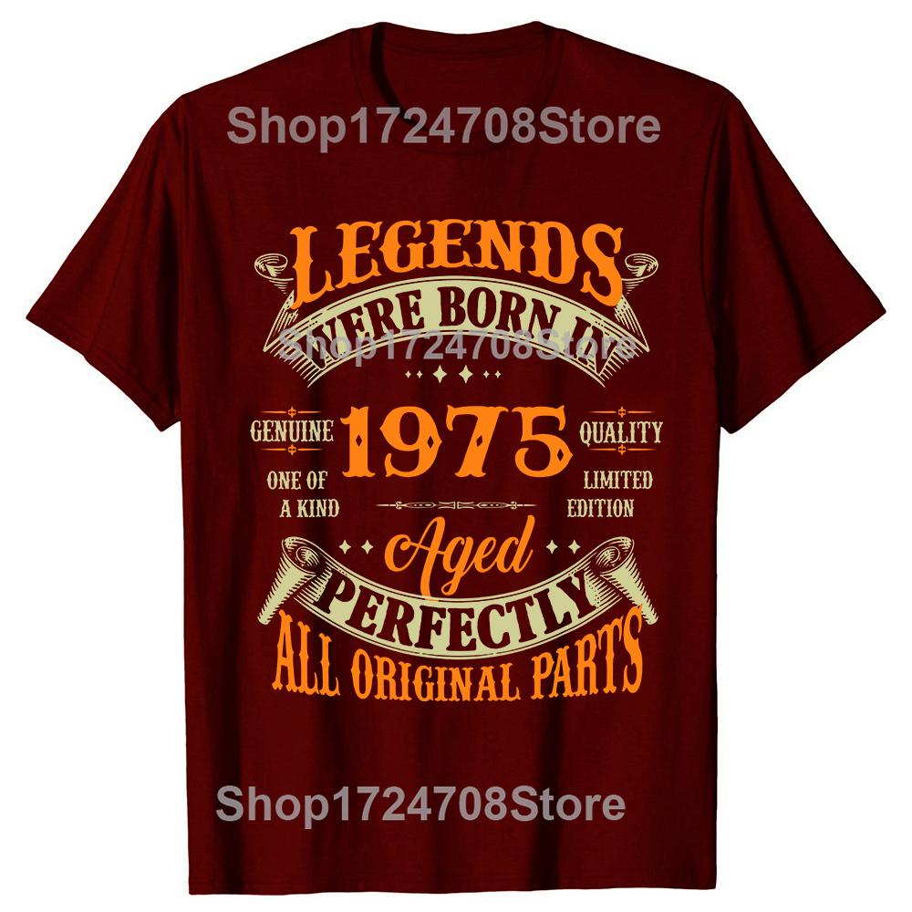 Novelty Born In 1975 Vintage T Shirts Graphic Cotton Streetwear Short Sleeve Birthday Gifts 50 Years Old Tshirt Mens Clothing