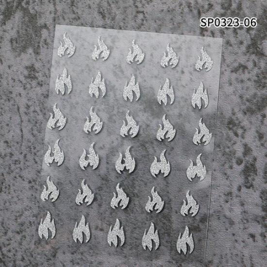 3D Nail Stickers Silver Glitter Nail Decoration Star Heart Transfer Nail Decals^
