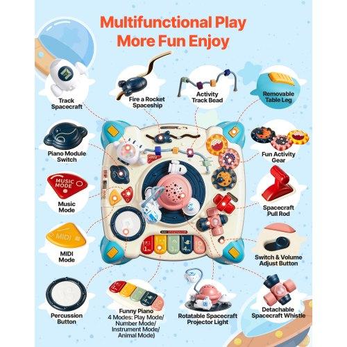 VEVOR Baby Spacecraft Musical Table Toys for 1-3 Years Old
