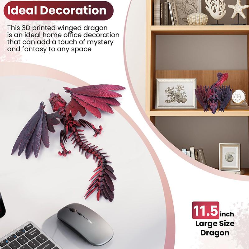 3D Printed Dragon With Wings Animals Toy Dragon Fidget Toys Full Articulated Dragon Dragon Adults Fidget Toys