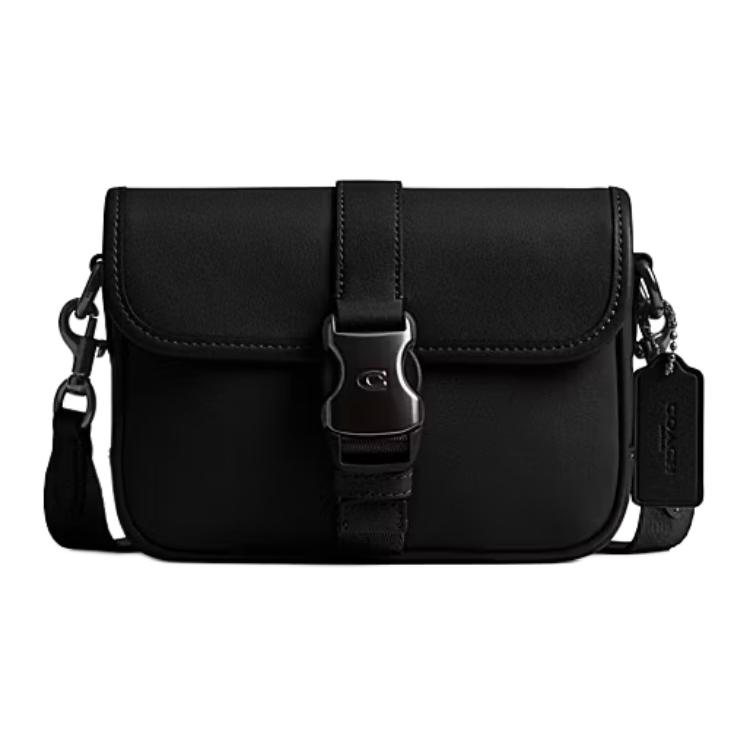 

Coach League 19 Brand Logo Magnetic Closure Smooth Leather Shoulder Crossbody Bag Small Women bags Black CY989-BLK Basic Set (Bag+Dust Bag)