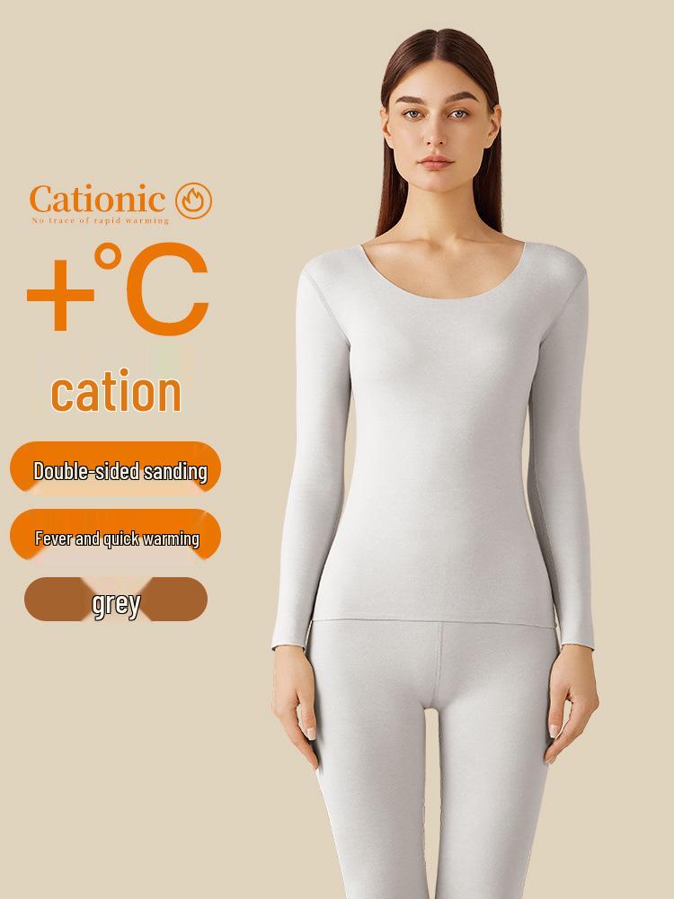 Women's Seamless Thermal Underwear Set - Round Neck, Autumn/Winter Warmth