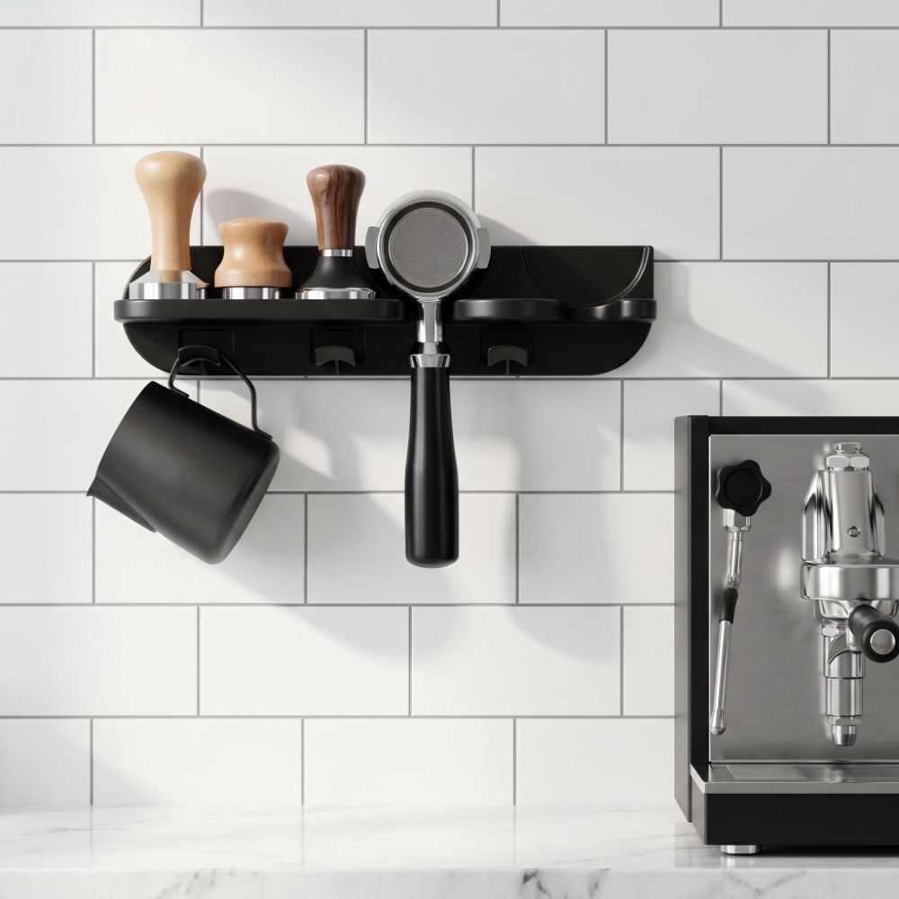 Wall Mounted Coffee Utensil Storage Rack Minimalist Espresso Portafilter Holder Home Kitchen