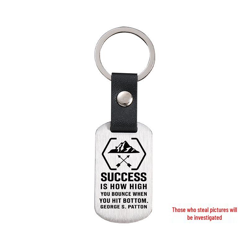 Gravierbarer Metall-Leder-Schlüsselanhänger - Inspirierendes Langlauf-Bergsteiger-Geschenk
