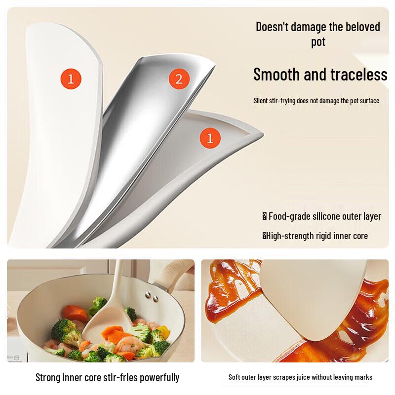 CHUDAHUANG Black Walnut Handle Silicone Frying Spatula