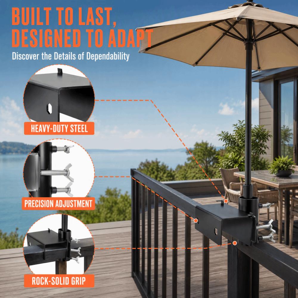 Anti-rust Umbrella Clamp Bracket Adjustable Deck Umbrella Mount Sturdy Parasol Fixing Clip  Outdoor