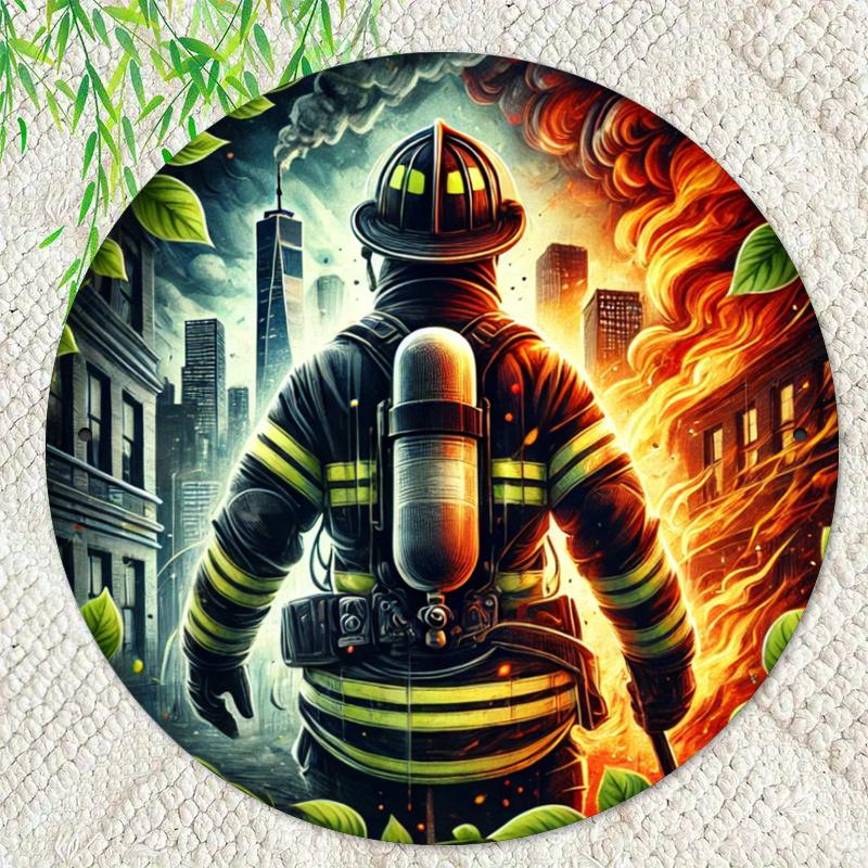 pc Vintage Firefighter Metal Sign City Hero Theme Door Mount No Electricity Needed Entryway Decor Indoor Outdoor