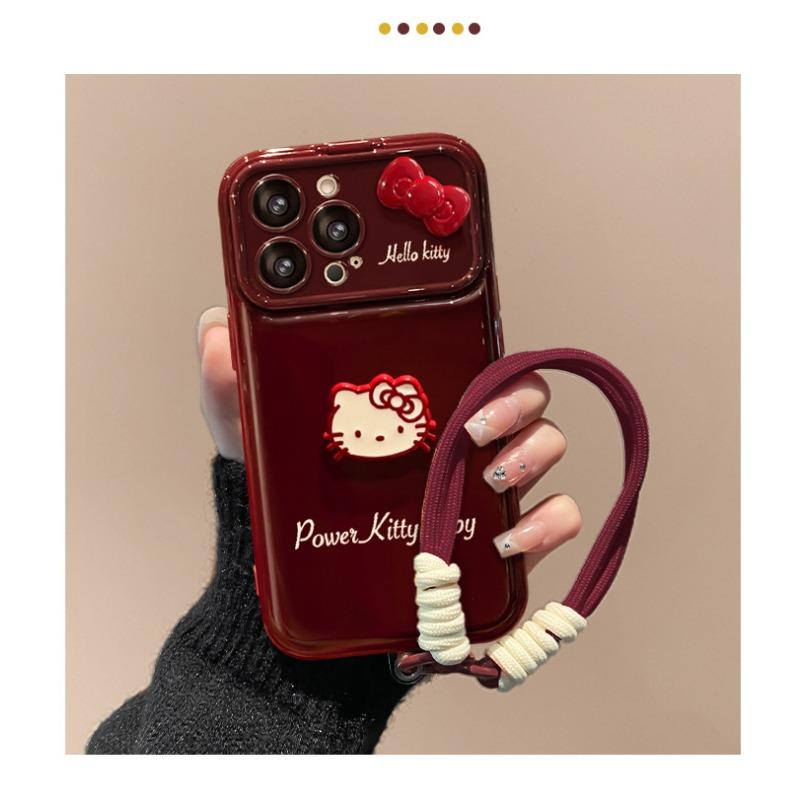 Cute Bowknot Cat Doll Lanyard Soft Silicone Anti Drop Cartoon Phone Case