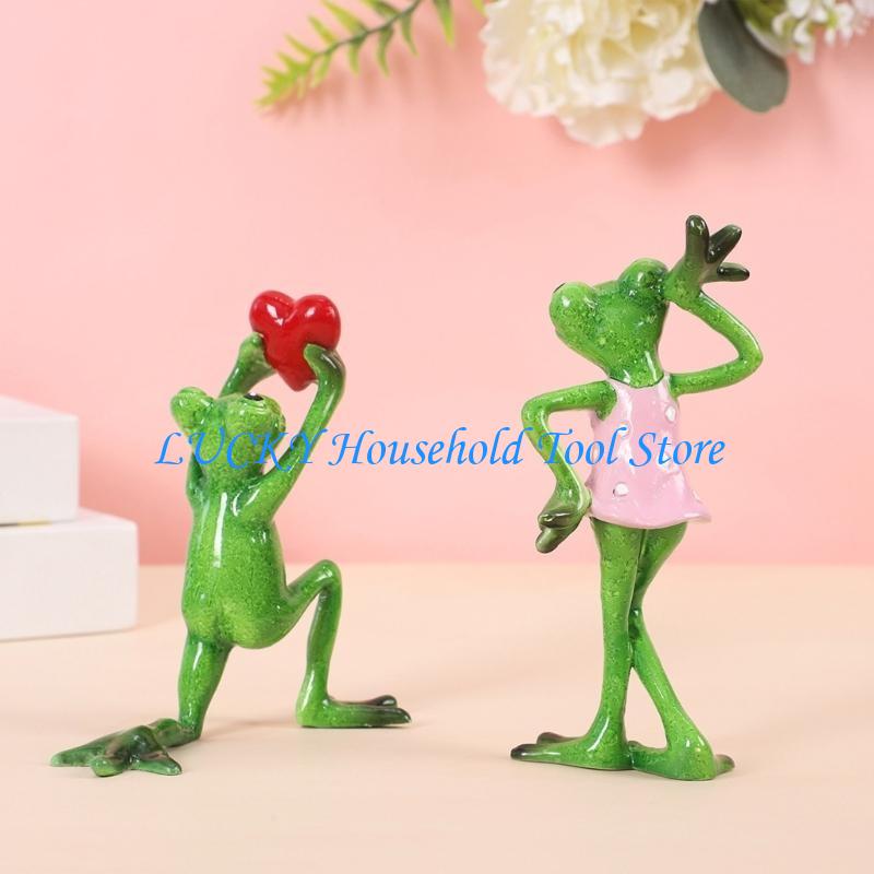 J0MC Resins Couple Lover Frogs Figurine Wedding Funny Creative Love Declarations Frogs