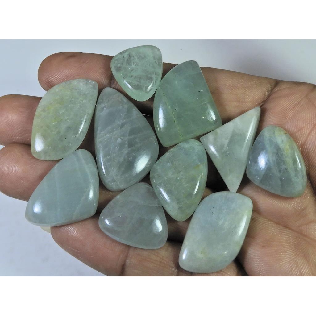 229Cts. Natural Aquamarine Fancy Cabochon Loose Gemstone 10 Pcs Lot 20-34 MM C-1492